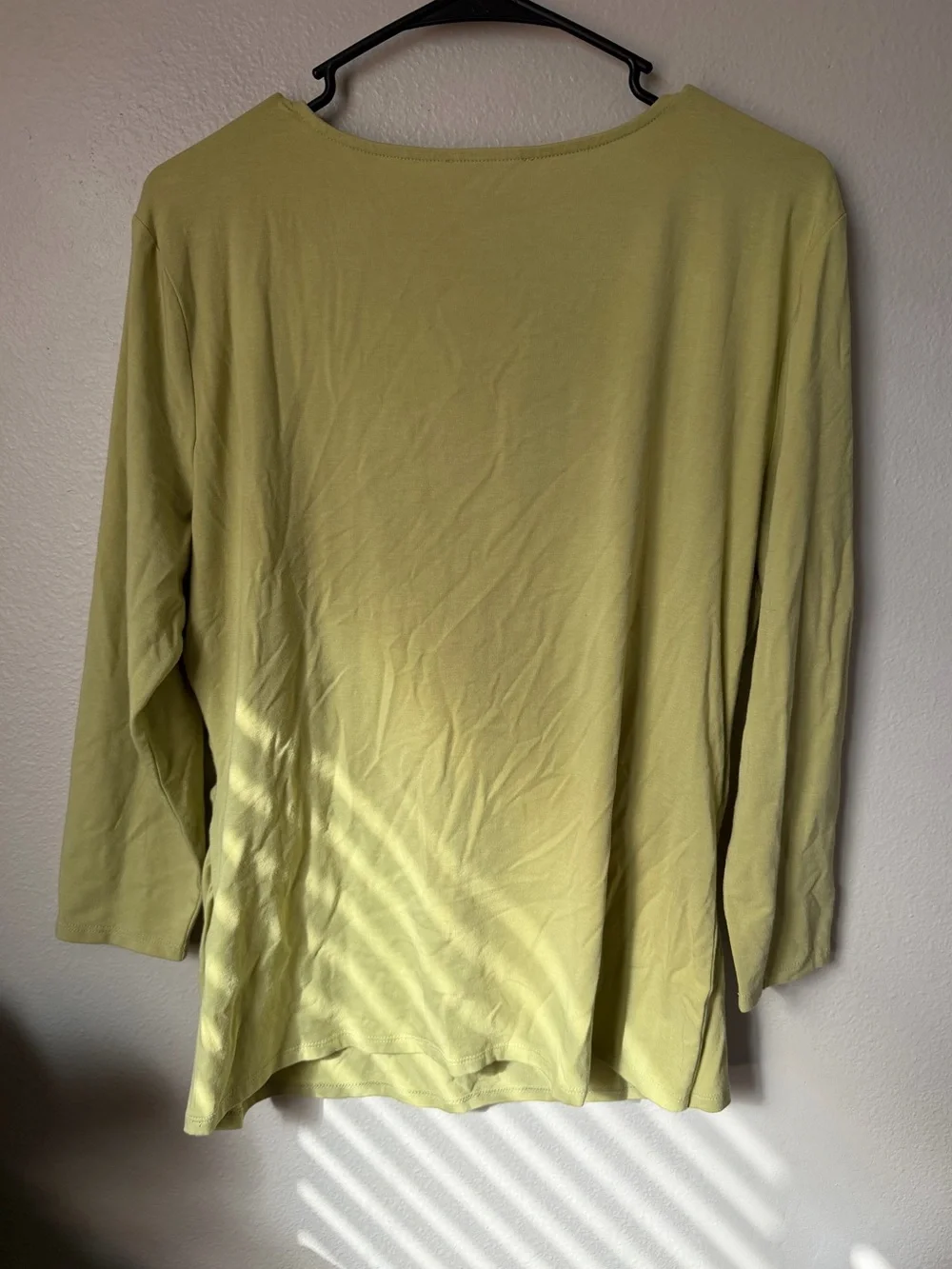 Sundance Cotton Modal Surplice Wrap Top Lime Green Boho 3/4 Sleeve Large Earthy